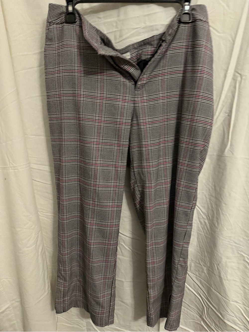 Cato Gray Plaid Dress Pants with Pink Windowpane